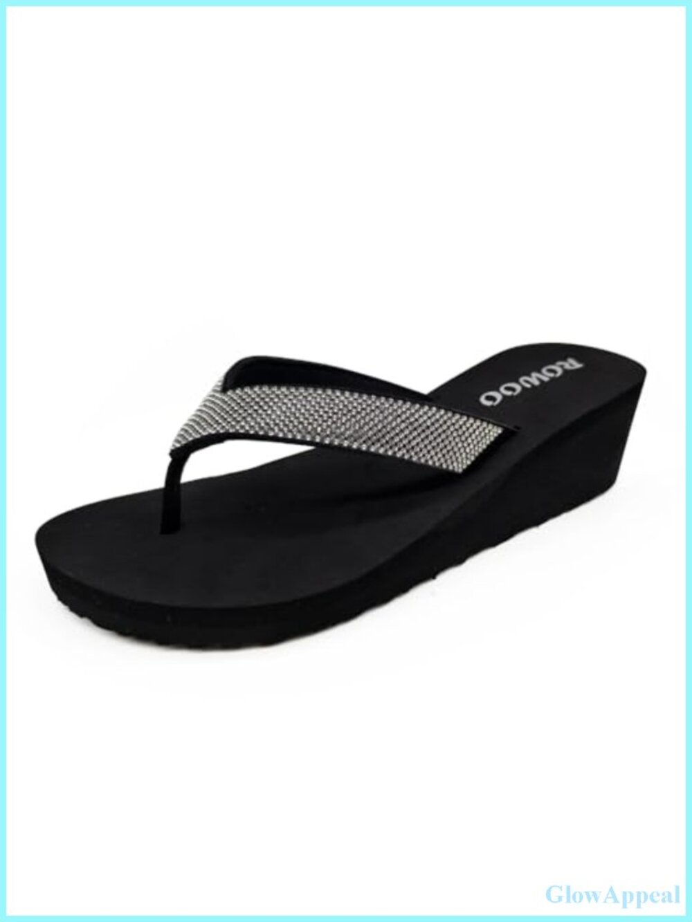Women's Platform Wedge Flip Flops Rhinestone Embellished